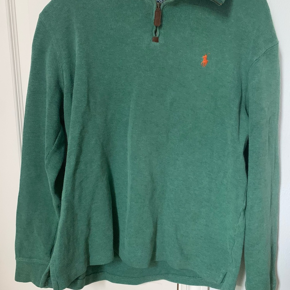 Green polo quarter zip